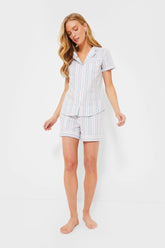 Women's Vintage French Stripes Short Sleeve Short Set